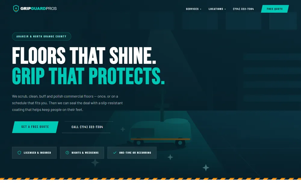 Screenshot of the Grip Guard Pros homepage