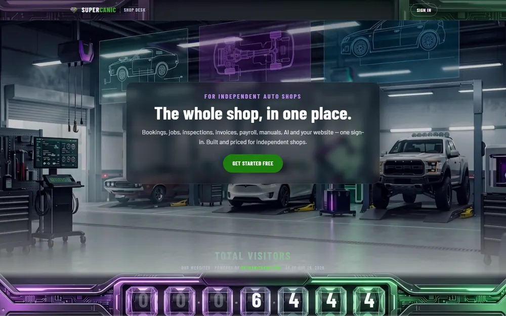 Screenshot of the Supercanic Shop Desk homepage