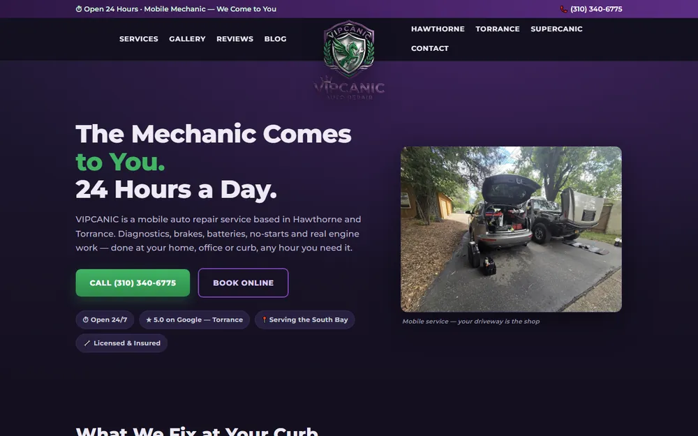 Screenshot of the VIPCANIC homepage
